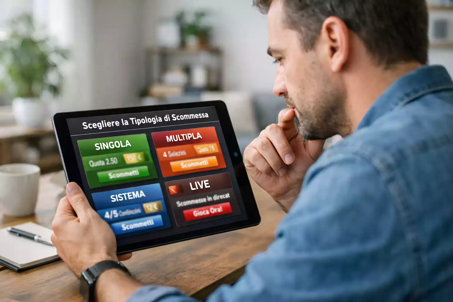 Persona che confronta diverse opzioni su un tablet