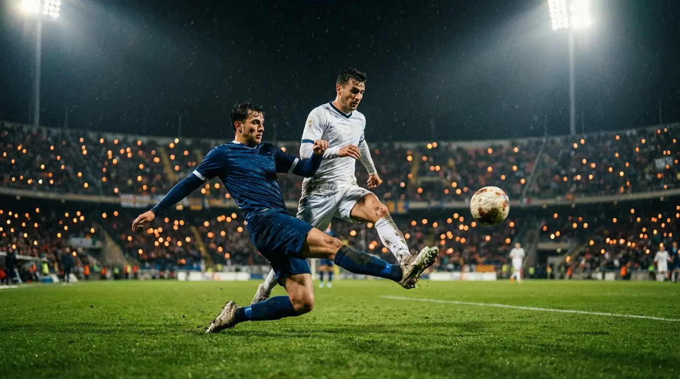 Azione di gioco durante una partita di Coppa Italia in uno stadio italiano