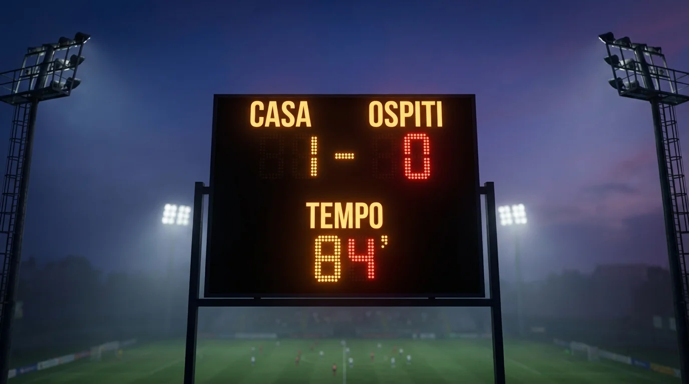 Tabellone segnapunti di uno stadio che mostra il risultato di una partita di Coppa Italia