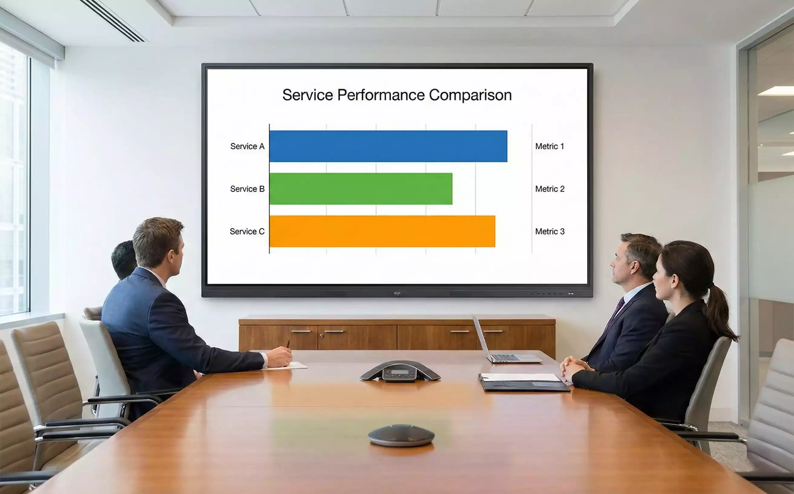 Grafico a barre che confronta performance di diversi servizi