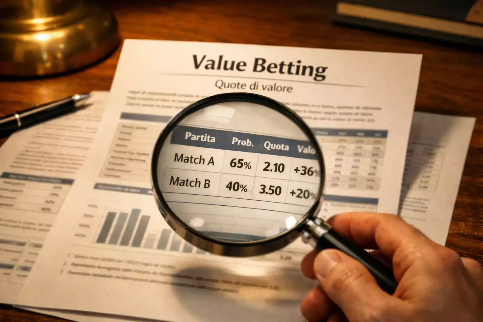 Lente di ingrandimento che evidenzia opportunità di valore