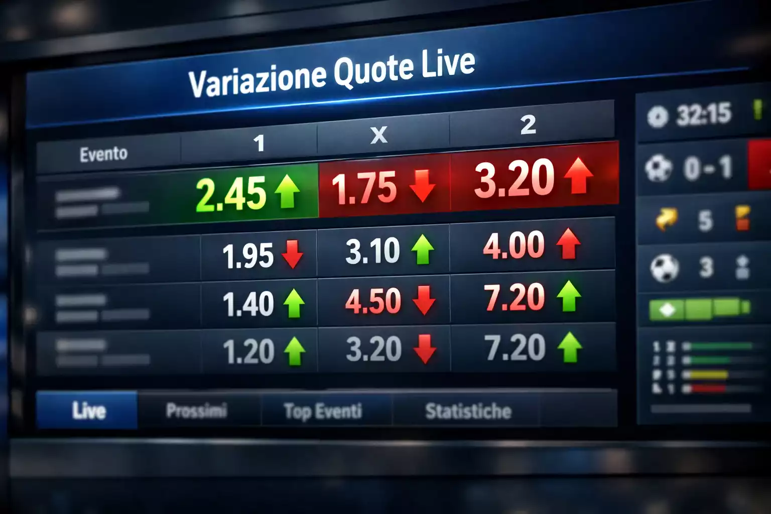 Display digitale con quote che cambiano in tempo reale